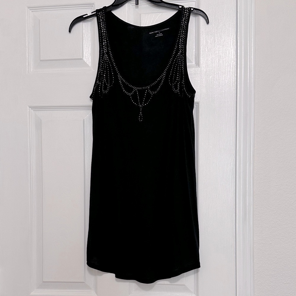 Black beaded Embellished Women's long sleeveless Top